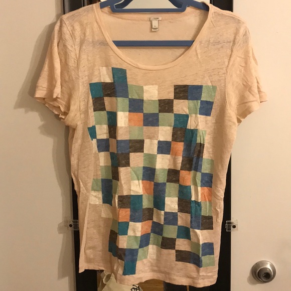 Jcrew j.crew abstract squares tee s nwot defect - Picture 1 of 5